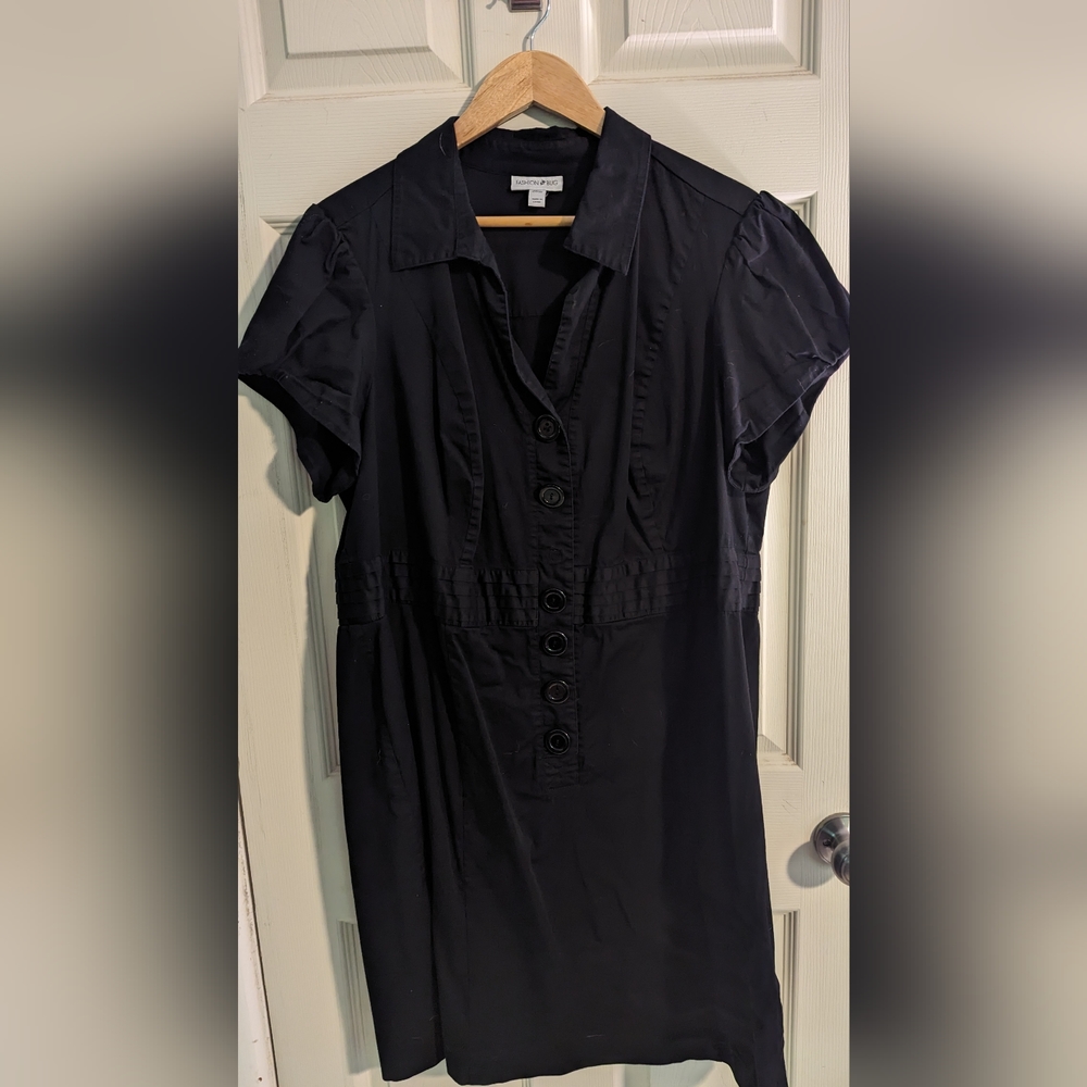 Fashion Bug Simple Black Shirt Dress 20W